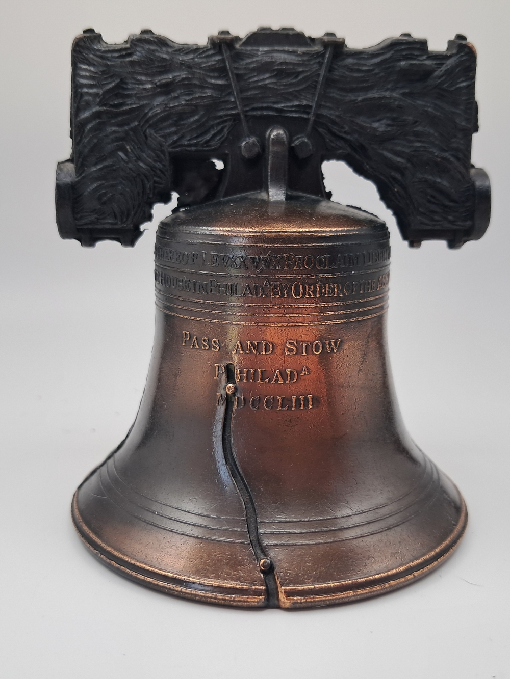 Antique-Style Copper Liberty Bell Replica - Bronze Finish